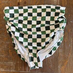 Albion Fit Green Checkered High-Waisted Bikini Bottoms Size M